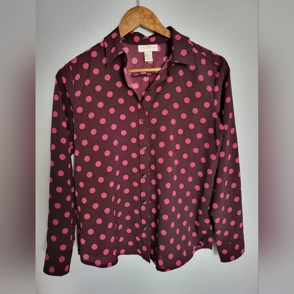 Loft Polka Dot Button Down - Picture 1 of 4